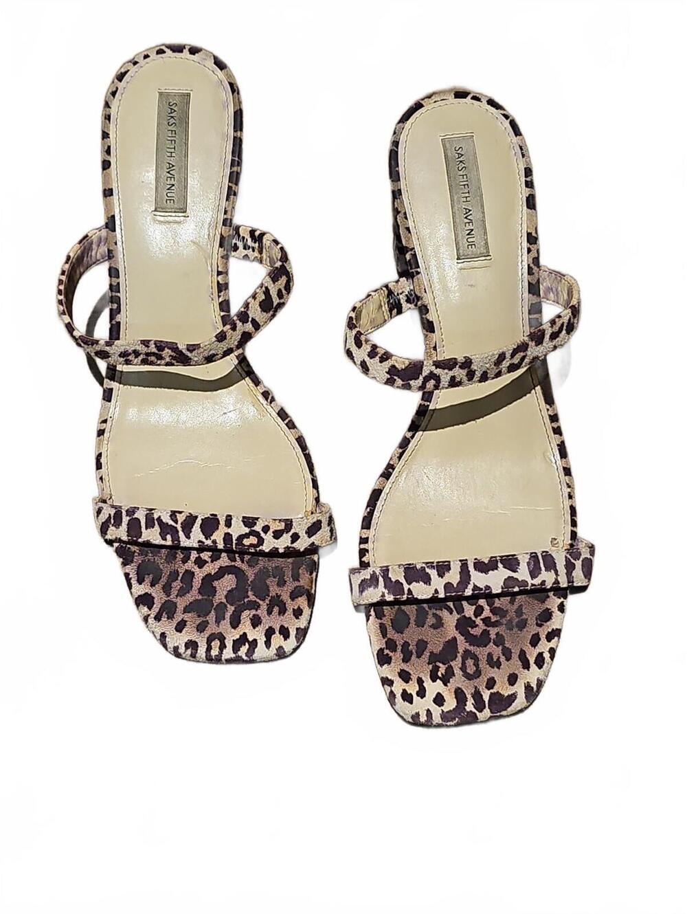 Saks Fifth Ave Leopard Print Double Strap Mule  Size 10